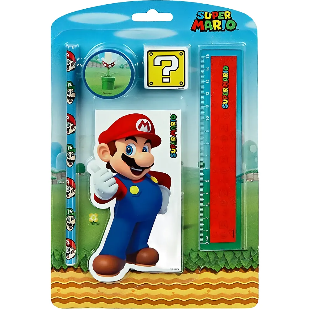 Undercover Super Mario Schreibset - 5 Teile - Schule & Kindergarten