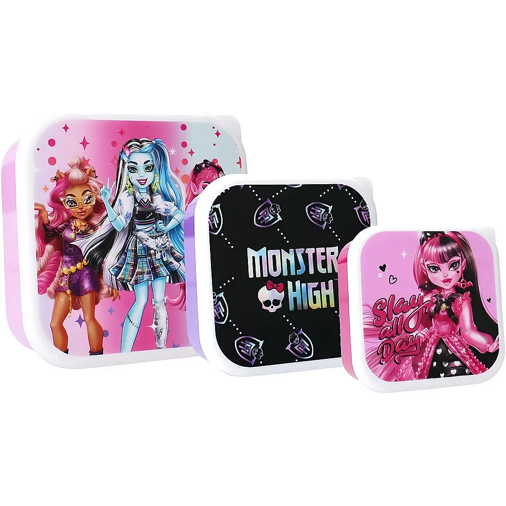 Vadobag Monster High Set mit 3 Brotdosen zum Zusammenstecken