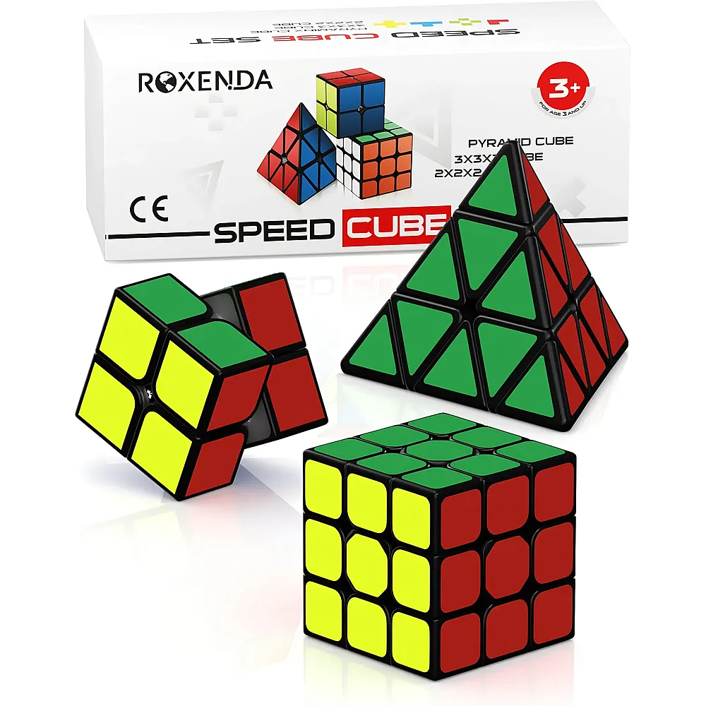 Roxenda Original Speed Cube Set mit 2x2 3x3 Pyramide Speedcube | Logikspiele