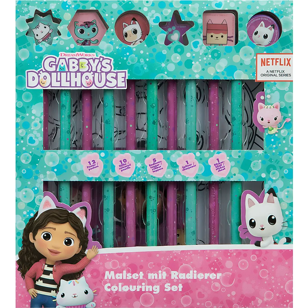Undercover Gabby's Dollhouse Malset mit Radiergummis - 29 Teile