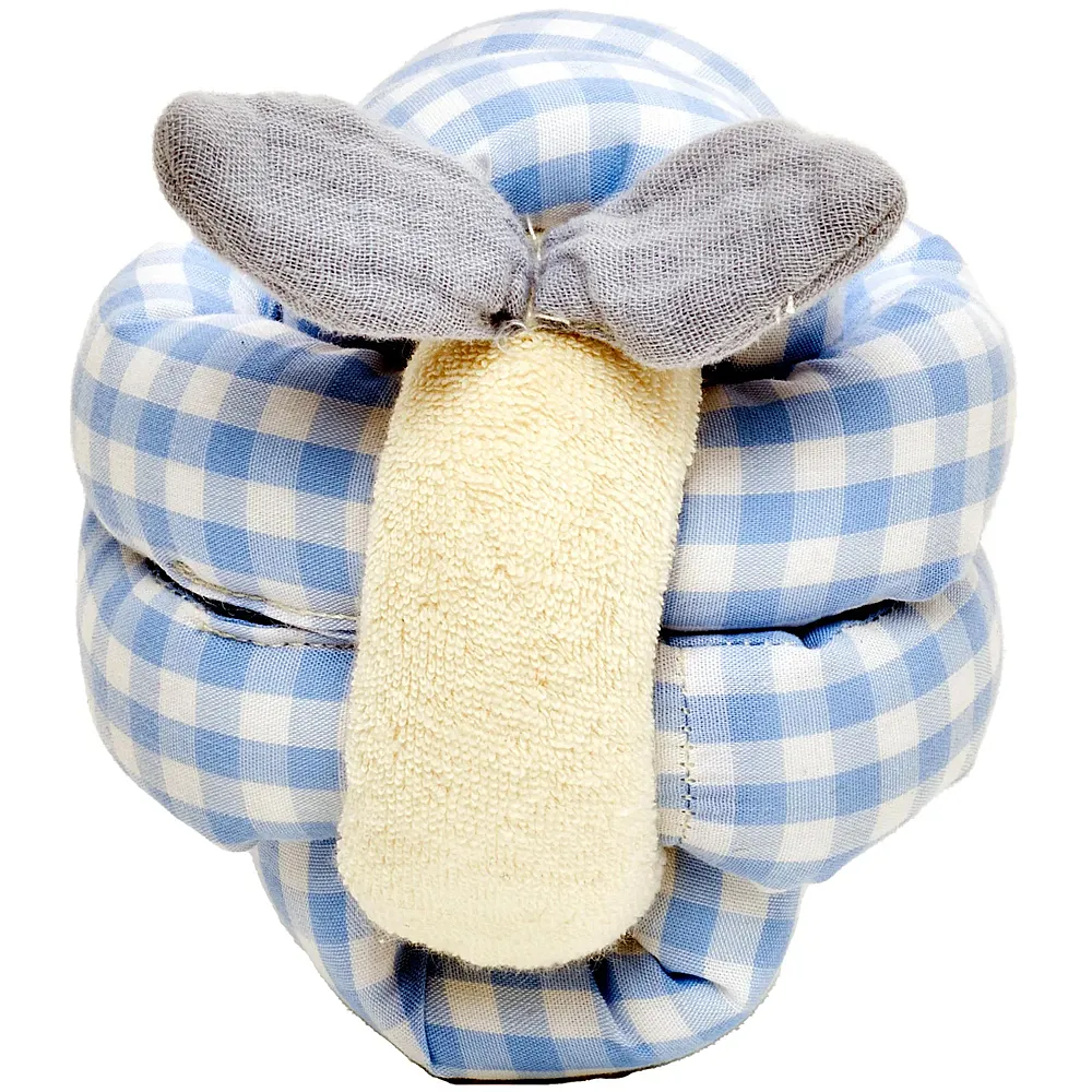 K�the Kruse Baby Knot Ball mit Glocke Blau-Kariert -  10 cm | B�lle & W�rfel
