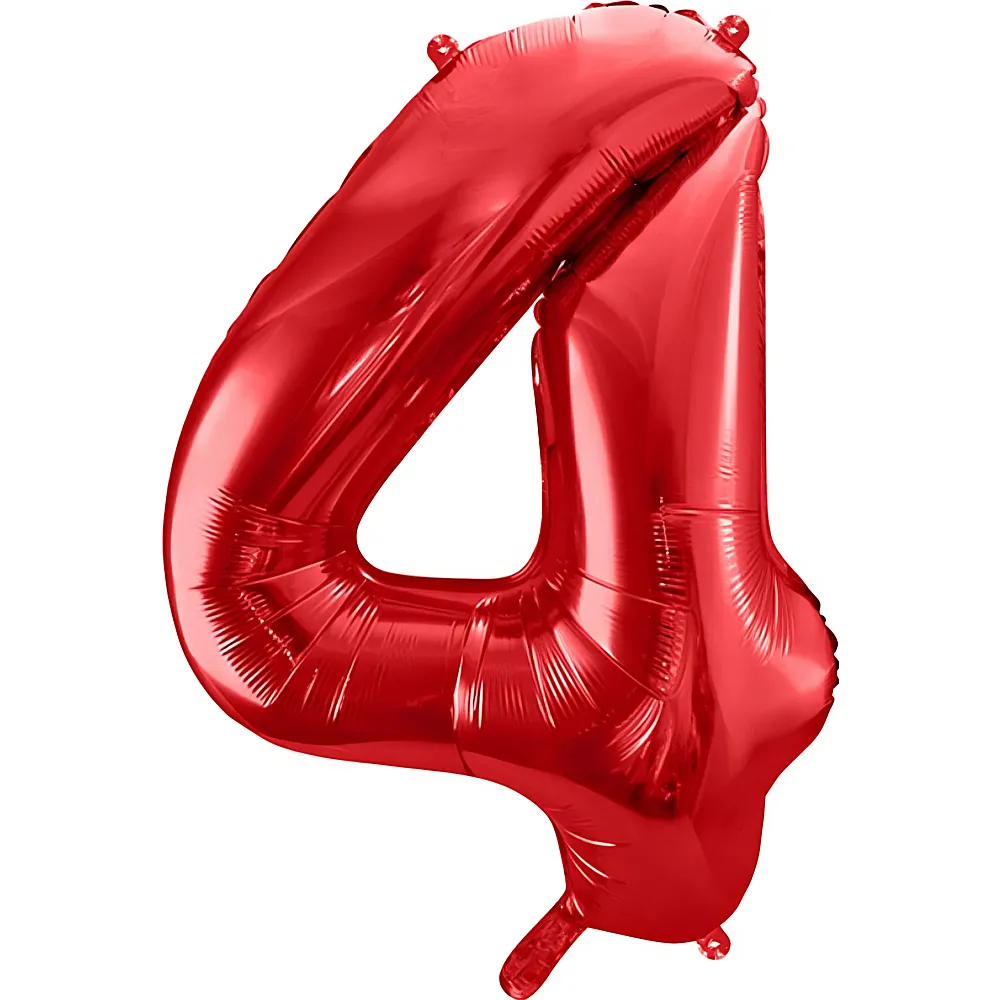 Partydeco Folienballon Zahl 4 Rot | Folienballone