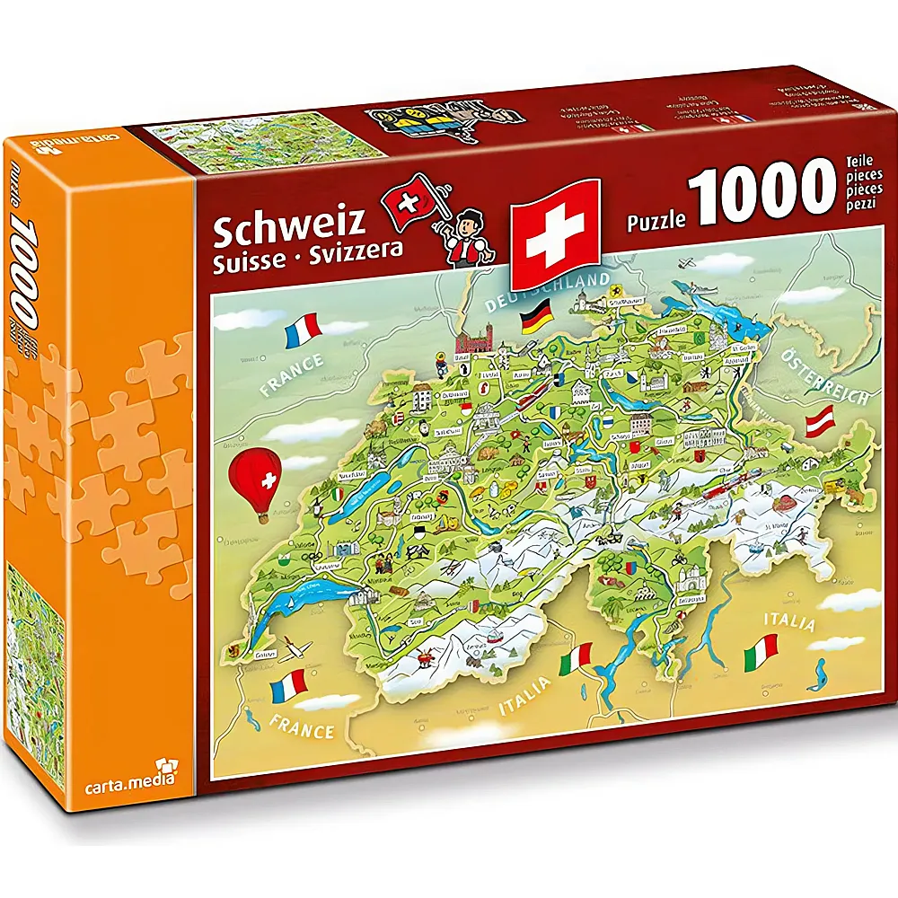 carta media Puzzle Swiss Collection Illustrierte Schweizerkarte 1000Teile