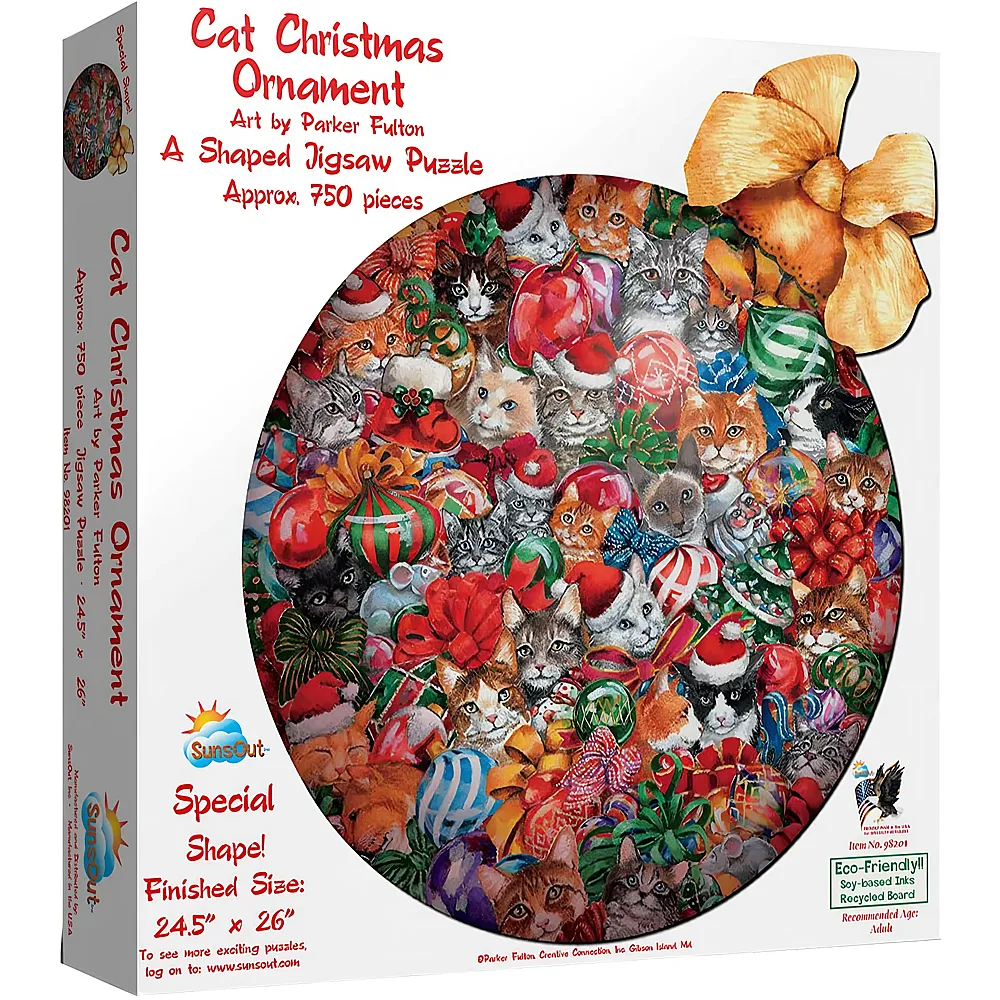 SunsOut Puzzle Cat Christmas Ornament 750Teile