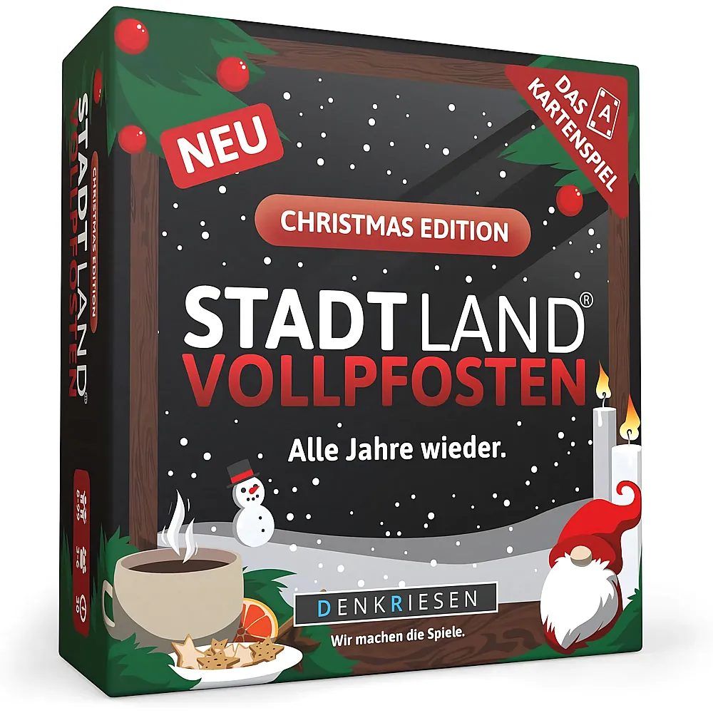 meinspielzeug - Denkriesen Stadt Land Vollpfosten - Das Kartenspiel - Christmas Edition | Kartenspiele
