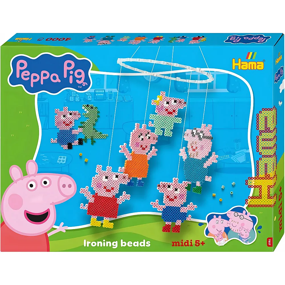 Hama Midi Peppa Pig B�gelperlen Peppa Wutz & Schwester 4000Teile