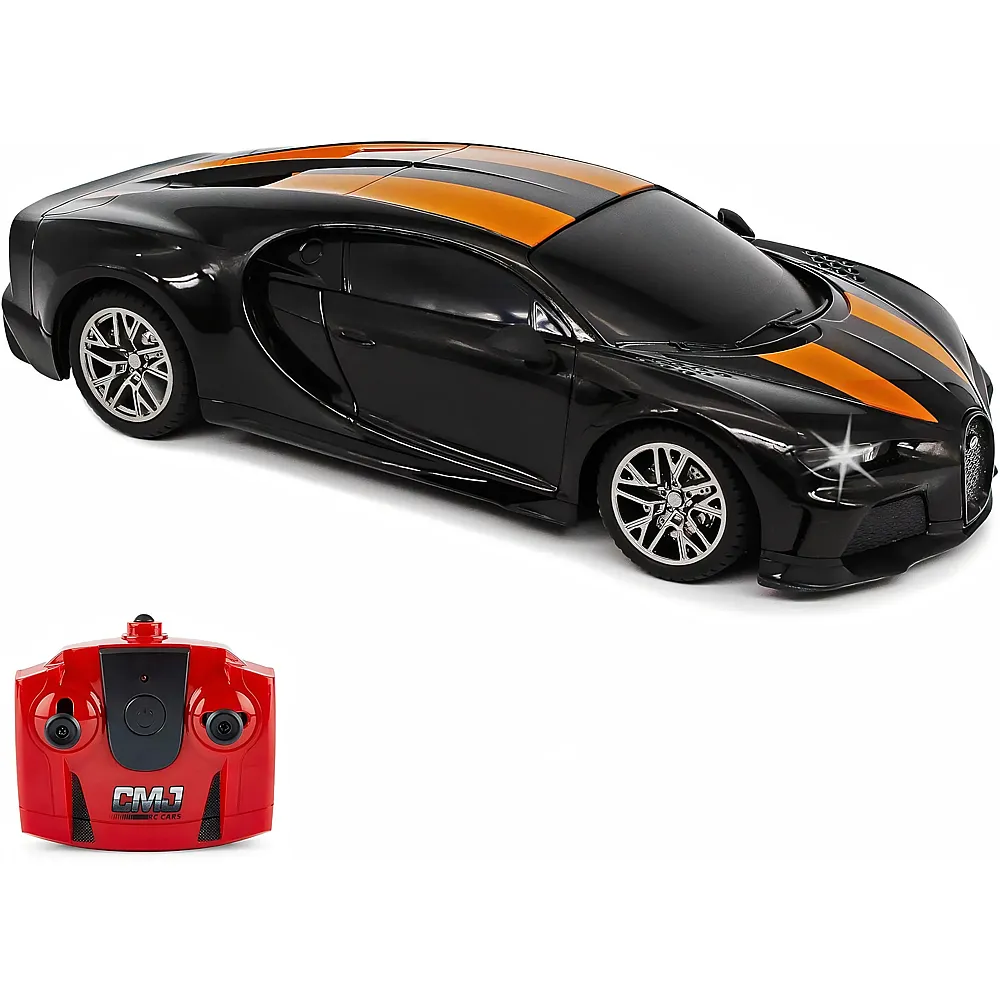 CMJ RC 1:24 Bugatti Chiron mit Licht Schwarz/Orange