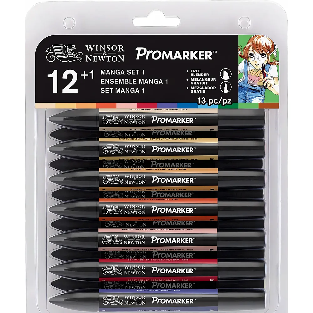 Winsor & Newton W&n Promarker 12+1 Set Manga Extension Pack 1