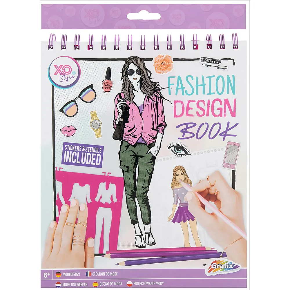 Grafix Modedesign-Stickerbuch + Schablonen