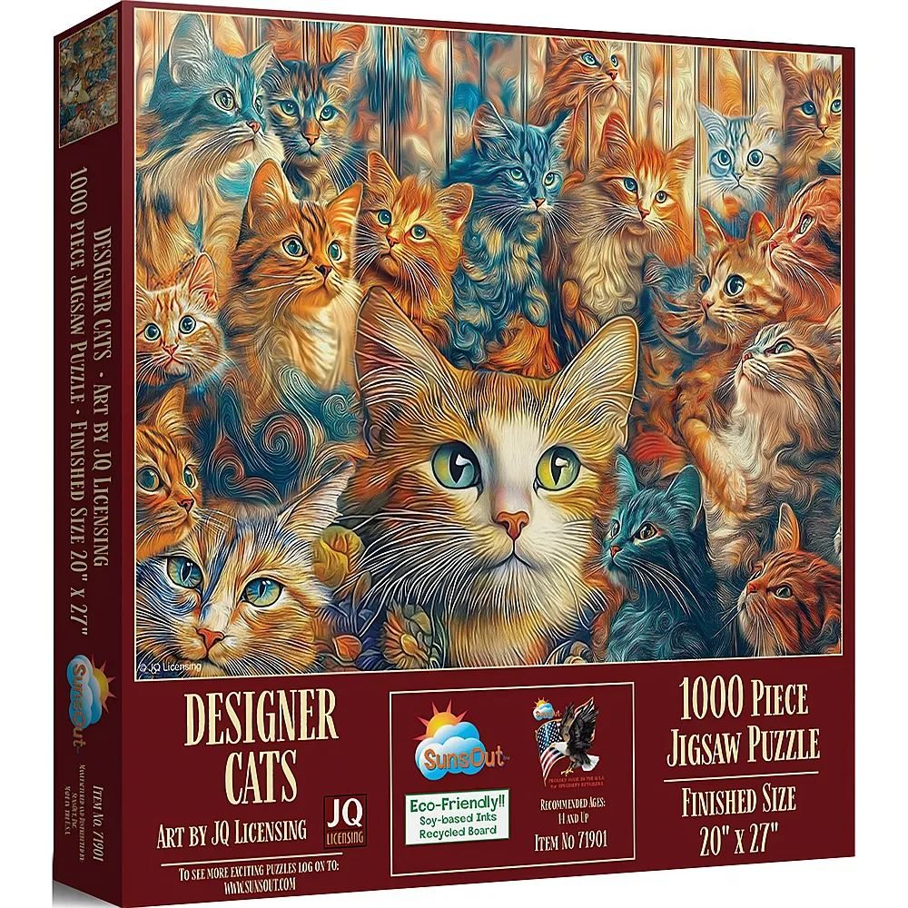 SunsOut Puzzle JQ Licensing Designer-Katzen - 1000 Teile
