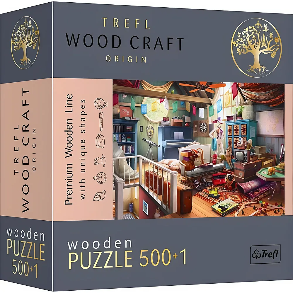 Trefl Puzzle Wood Craft Sch�tze auf dem Dachboden - 500 Teile