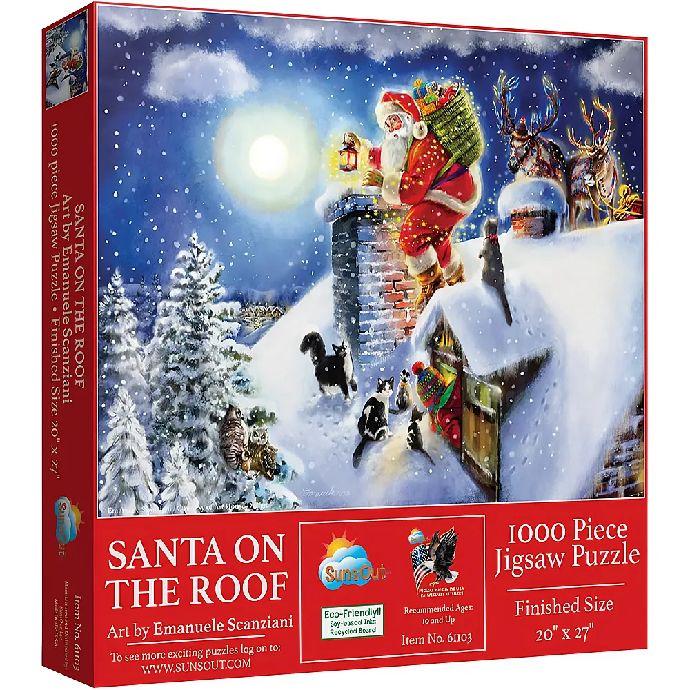 SunsOut Puzzle Emanuele Scanziani Santa auf dem Dach - 1000 Teile