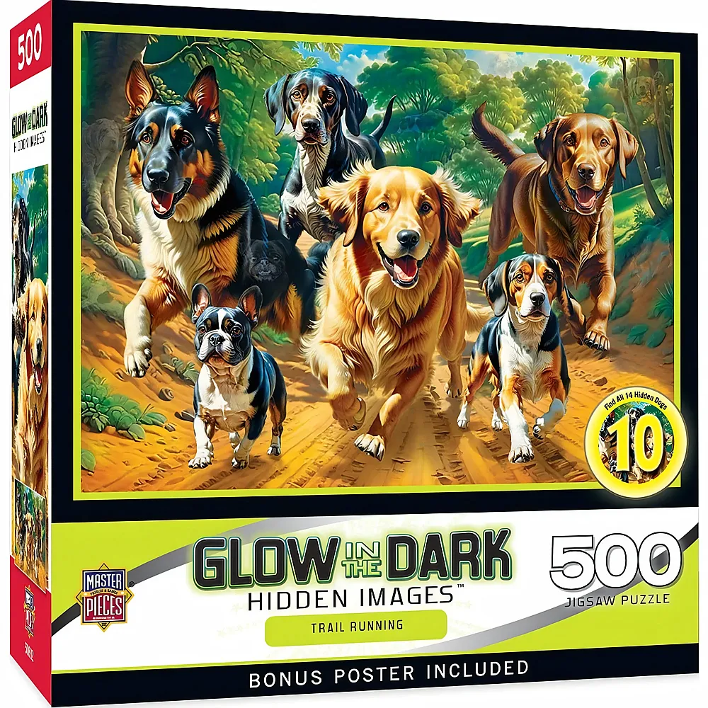Master Pieces Puzzle Glow in the Dark Hidden Images - Trailrunning - 500 Teile