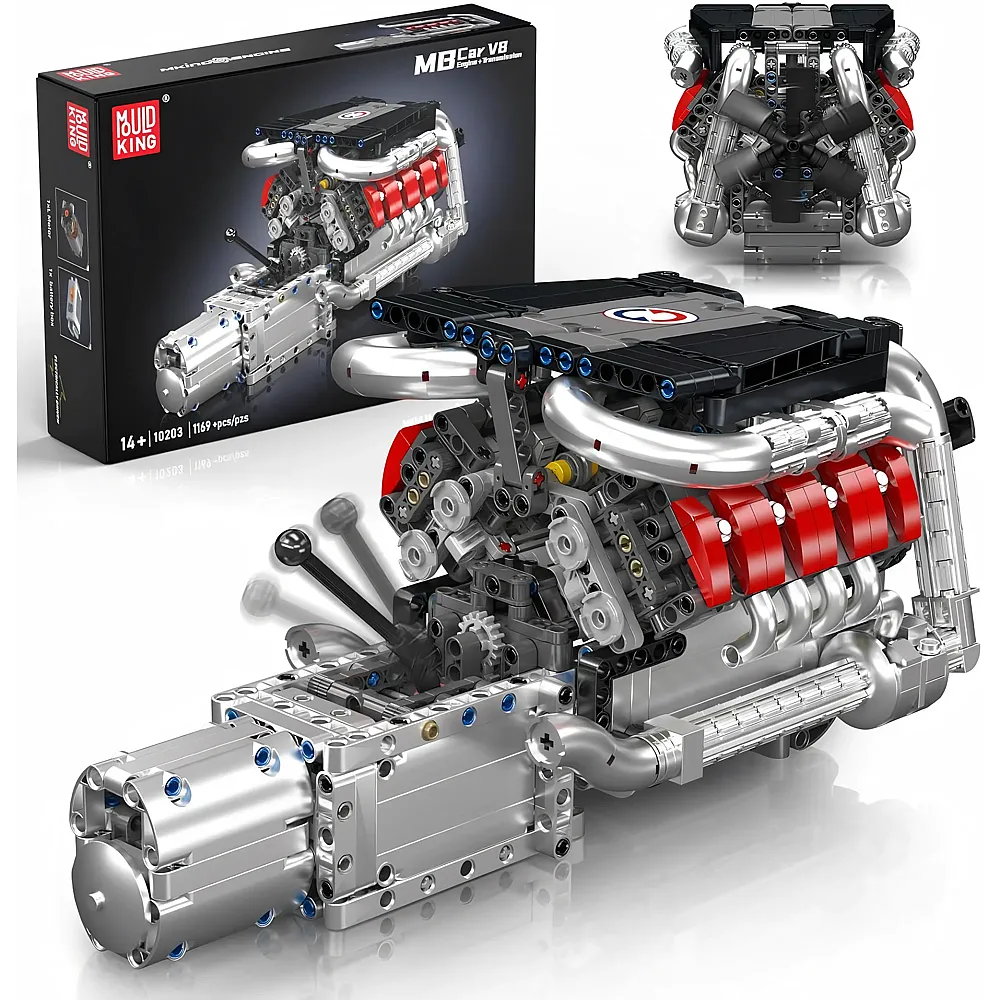 meinspielzeug - Mould King Engines V8-Motor-Bausatz 10203 | Klemmbausteine Fahrzeuge