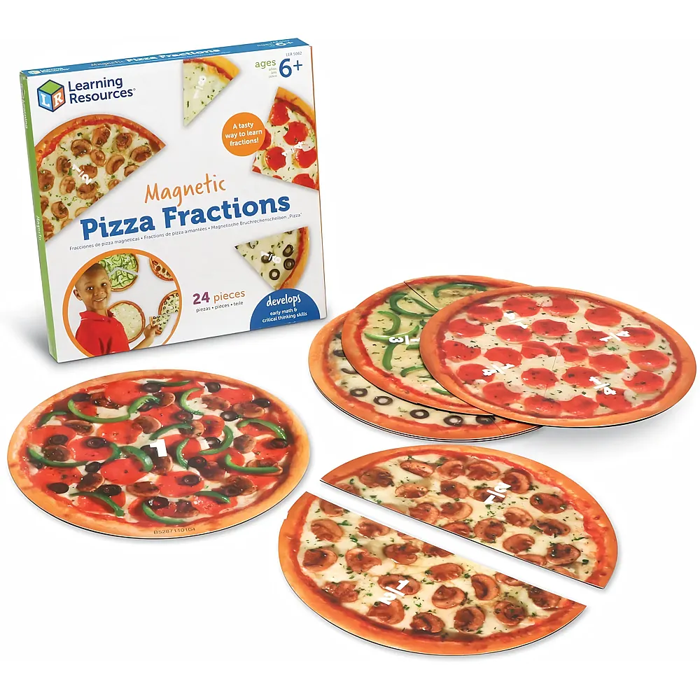 Learning Resources Magnetische Bruchteil-Pizzast�cke Pizza Fractions, Ab 6 Jahren, Lernspiel Br�che und Prozentwerte, 1 Ganzes bis 