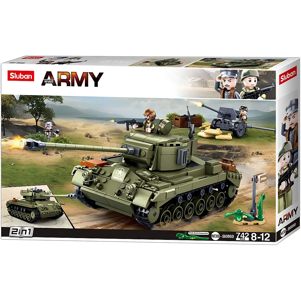 Sluban Army WWII Medium Tank Green - 742 Teile