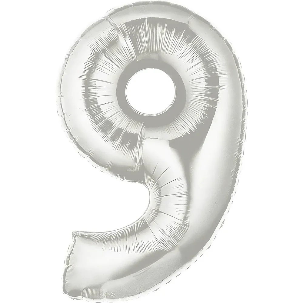 Grabo Megaloons Folienballon Zahl 9 silber - 102 cm