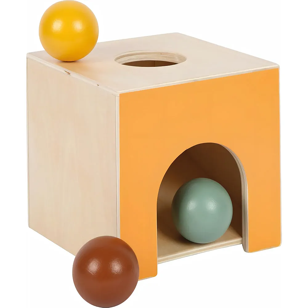 small foot Montessori-Spielkasten aus Holz mit Murmeln