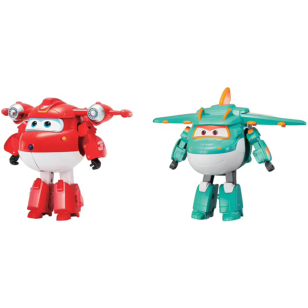 Alpha Toys Super Wings 2-Pack Transforming Supercharged Jett + Tino - 18 cm