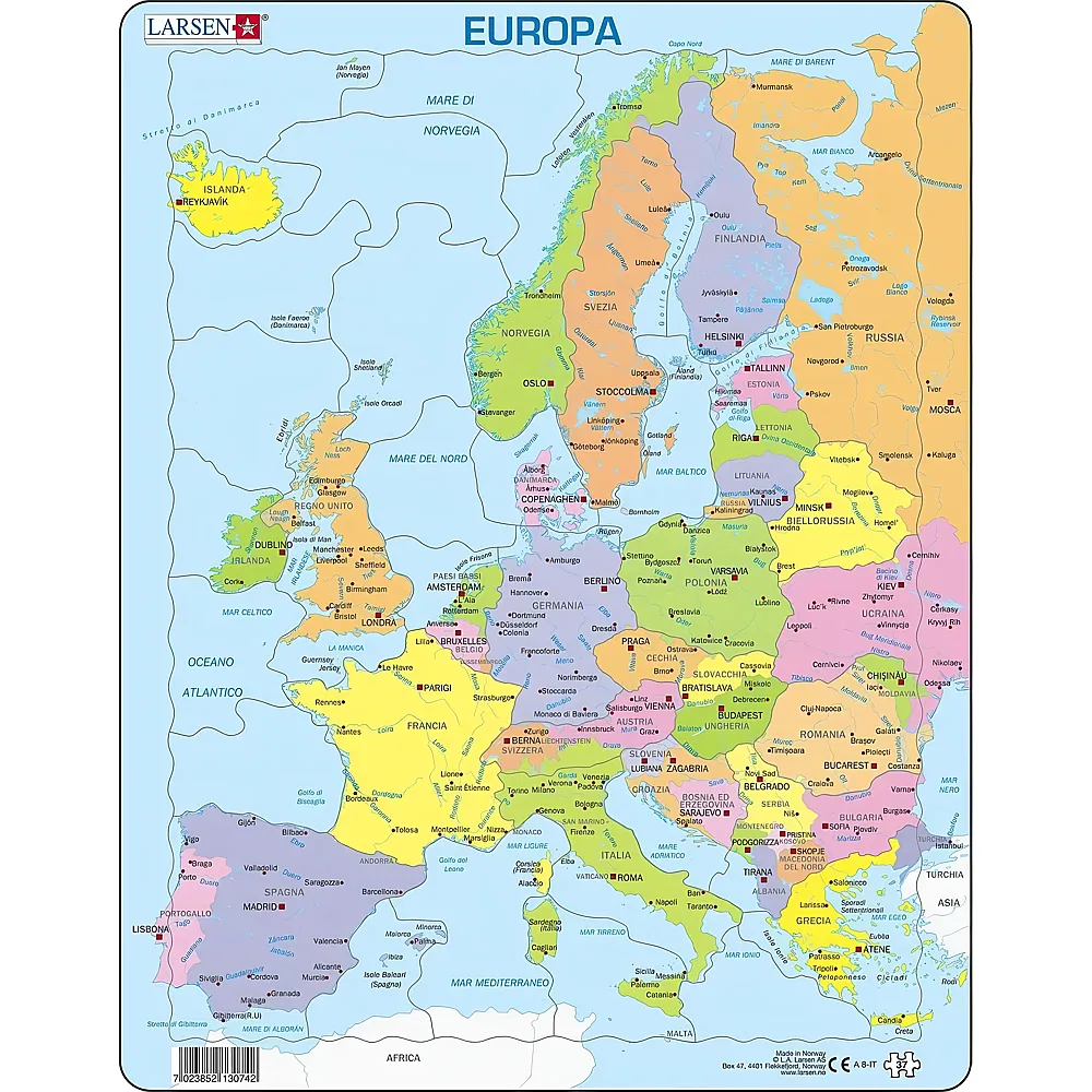 Larsen Puzzle Mappa politica dell'Europa - 37 Teile