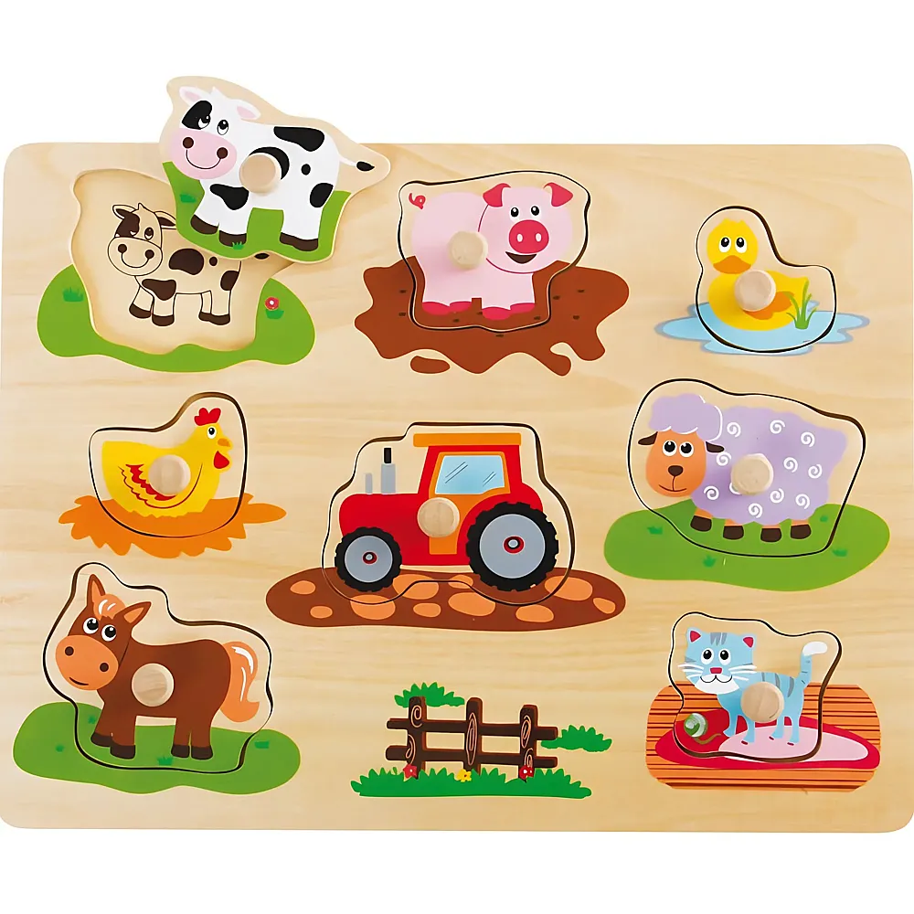 spielba Puzzle Bauernhoftiere mit Griffli | Holzpuzzle