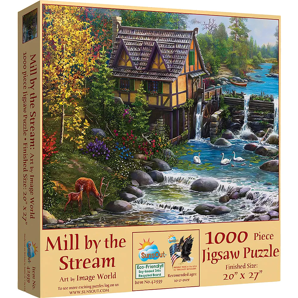 SunsOut Puzzle Image World Mill by the Stream - 1000 Teile