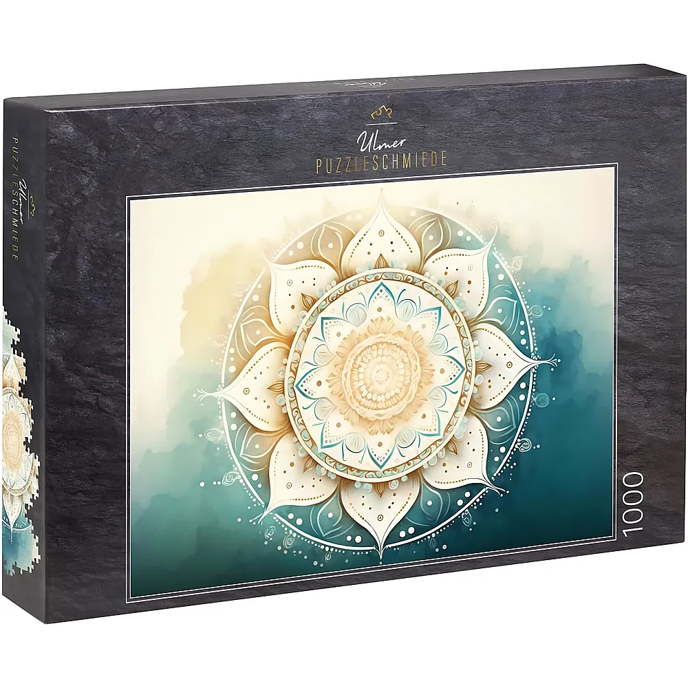 Ulmer Puzzleschmiede Aquarell - Feines weisses Mandala Motiv - 1000 Teile