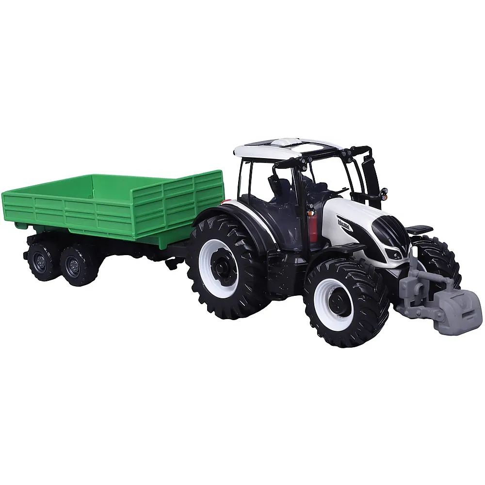 Bburago Farmland Traktor Valtra N174 mit Schwungrad & Anh�nger - Traktoren