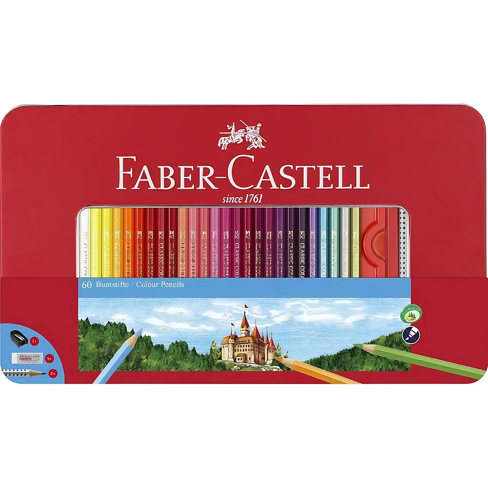 Faber-Castell Classic Colour Crayons de couleur hexagonaux en �tui m�tallique - 60 pi�ces