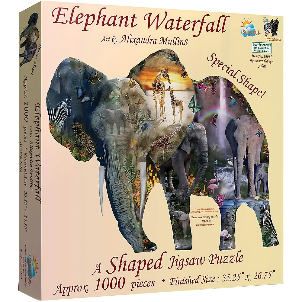 SunsOut Puzzle Alixandra Mullins Elephant Waterfall - 1000 Teile