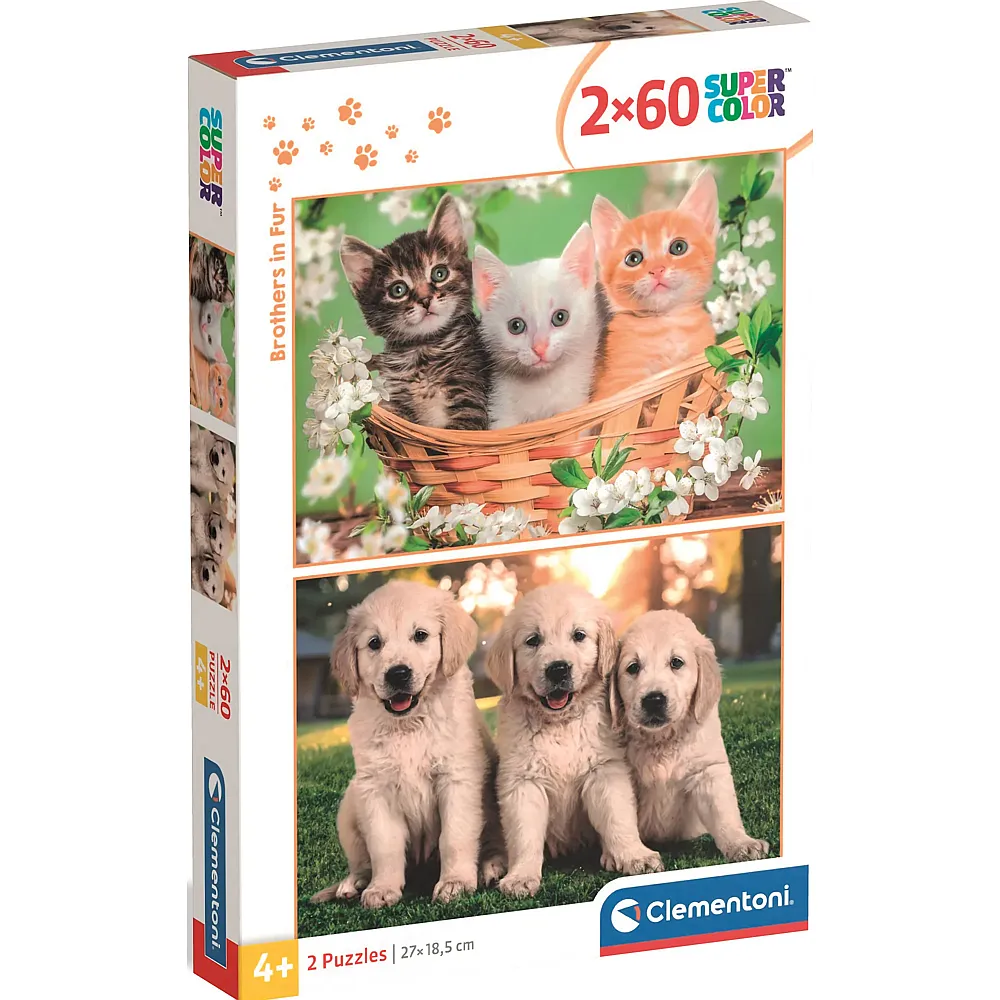 Clementoni Puzzle Supercolor 2in1 Br�der im Pelz - 60 Teile