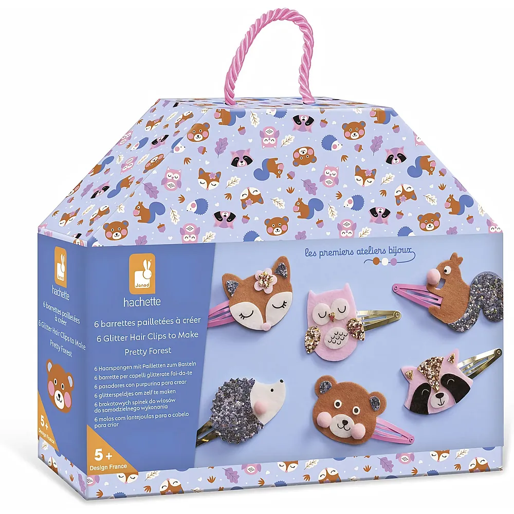 Janod Set zum Basteln von 6 Haarspangen - Tiere des Waldes - Kit Kreative Freizeitgestaltung Kinder - Lernen f�r