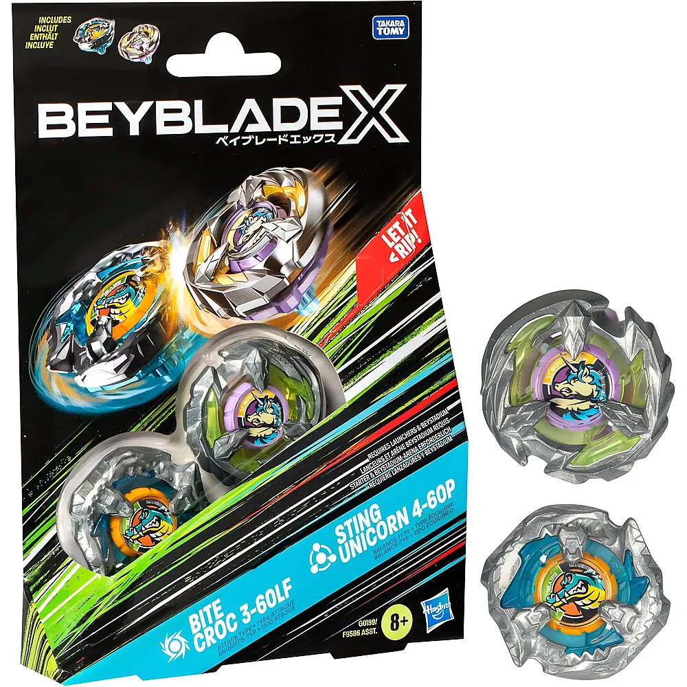 Beyblade X Bite Croc 3-60LF vs. Sting Unicorn 4-60P