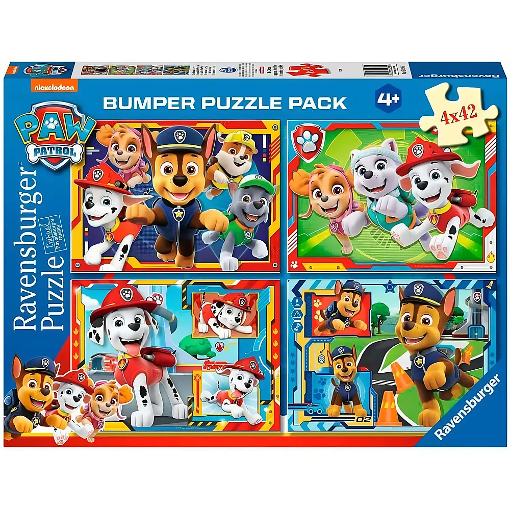 Ravensburger Puzzle 4in1 Paw Patrol Bumper Pack - 42 Teile - Puzzle 10-104 Teile