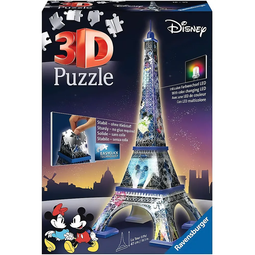 Ravensburger Puzzle Mickey Mouse 3D Disney Eiffelturm mit LED - 216 Teile