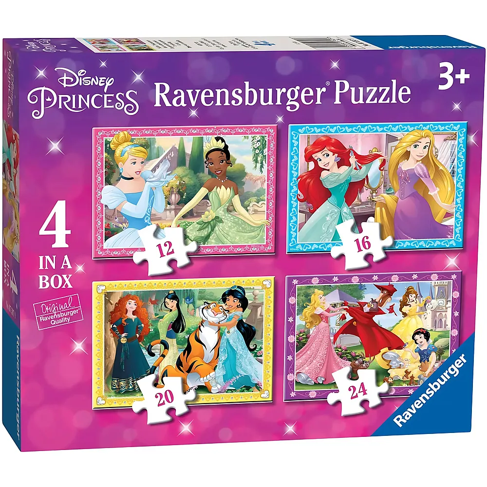 meinspielzeug - Ravensburger Puzzle 4in1 Disney Princess - 12 Teile | Puzzle 10-104 Teile