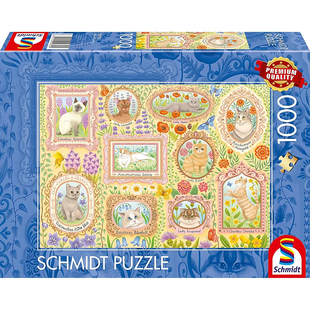 Schmidt Puzzle Adelige Katzen in Bl�tenpracht 1000Teile