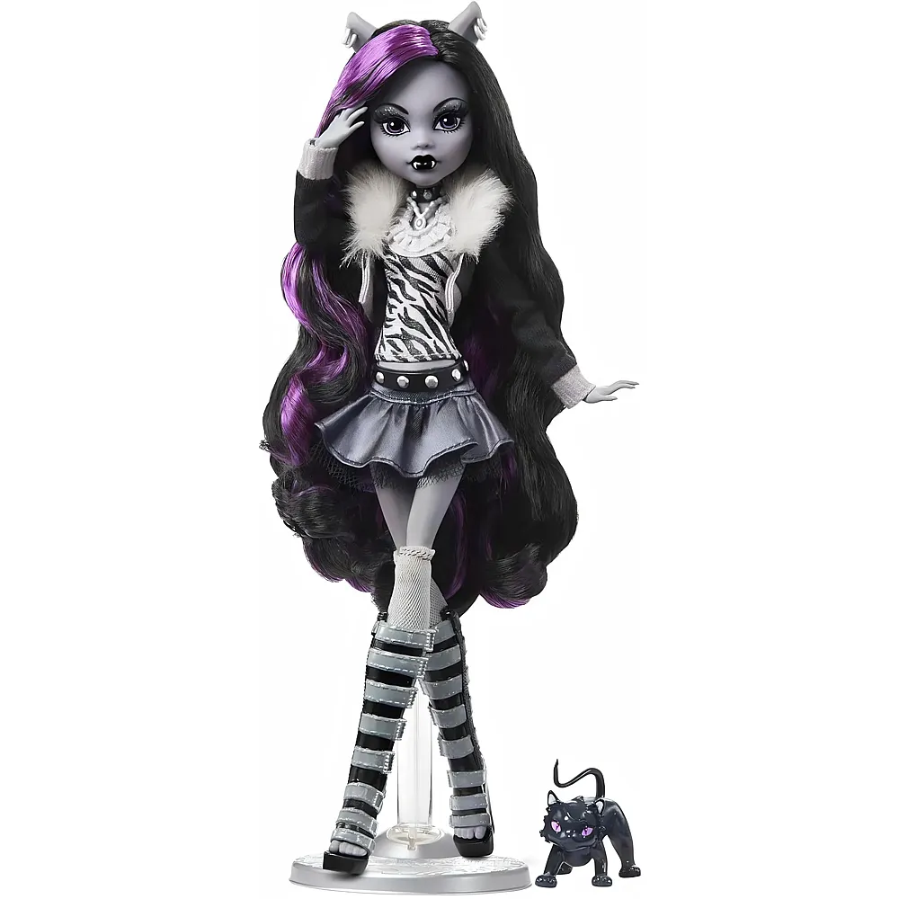 Mattel Monster High Puppe Clawdeen Wolf in Schwarzweiss