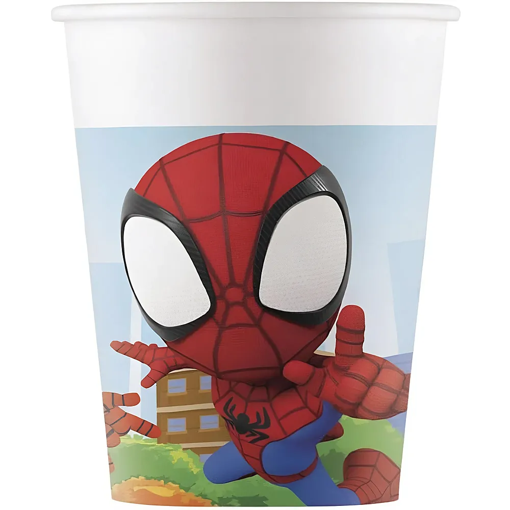 Procos Spiderman Pappbecher Spidey 200 ml 8Teile | Kindergeburtstag
