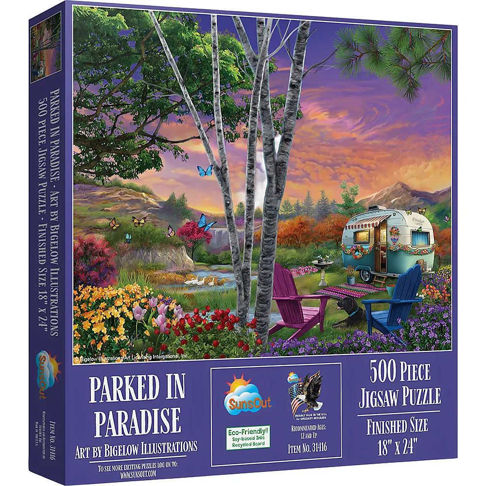 SunsOut Puzzle Bigelow Illustrations Camping im Paradies - 500 Teile