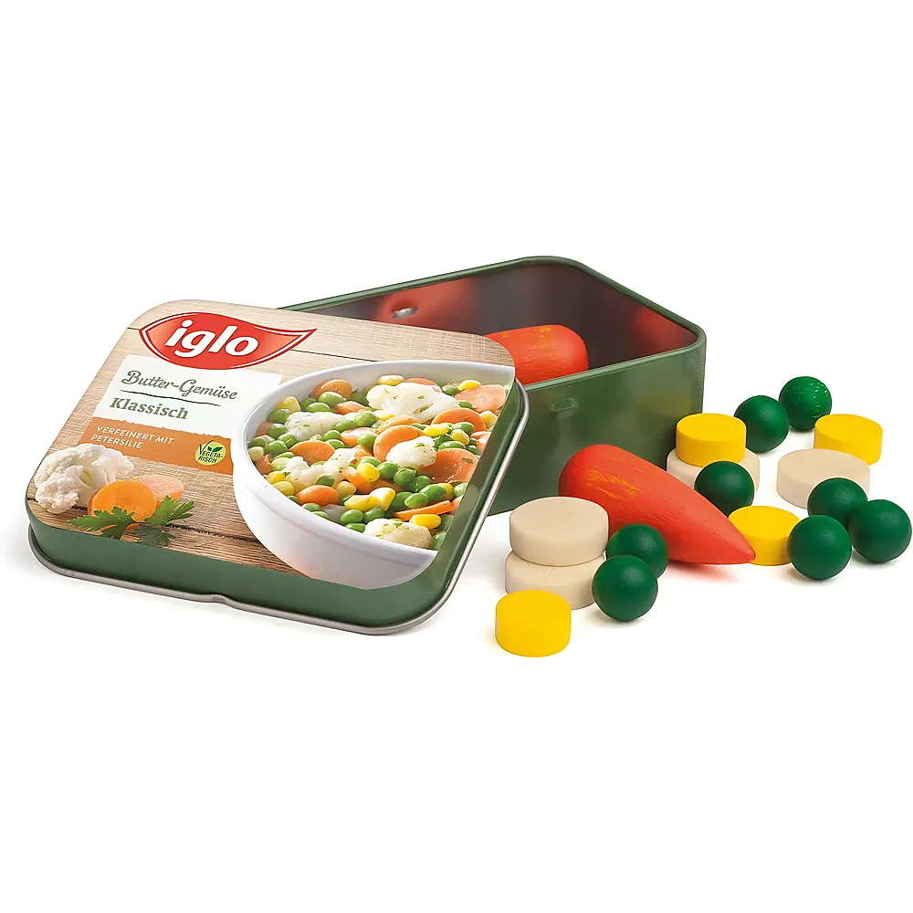 Erzi Gem�se von Iglo aus Holz in der Dose | Lebensmittel