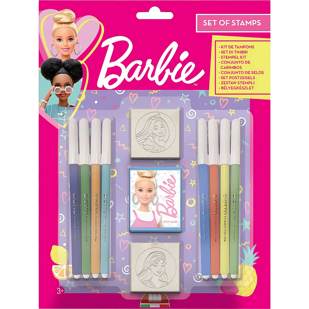 Multiprint Barbie Schreib- und Stempelset - 11 Teile - Malsets
