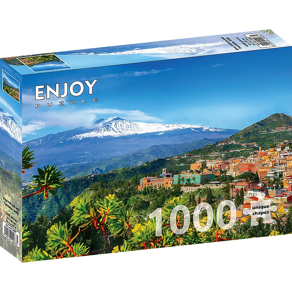 Enjoy Puzzle Etna Volcano and Taormina, Sicily - 1000 Teile