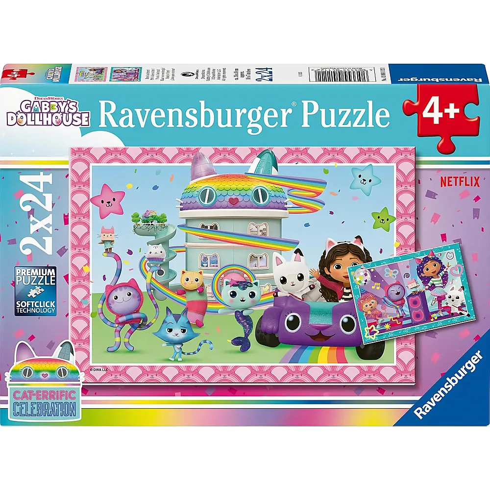 Ravensburger Puzzle Gabby's Dollhouse 2in1 Gabby: Bereit zu feiern 24Teile