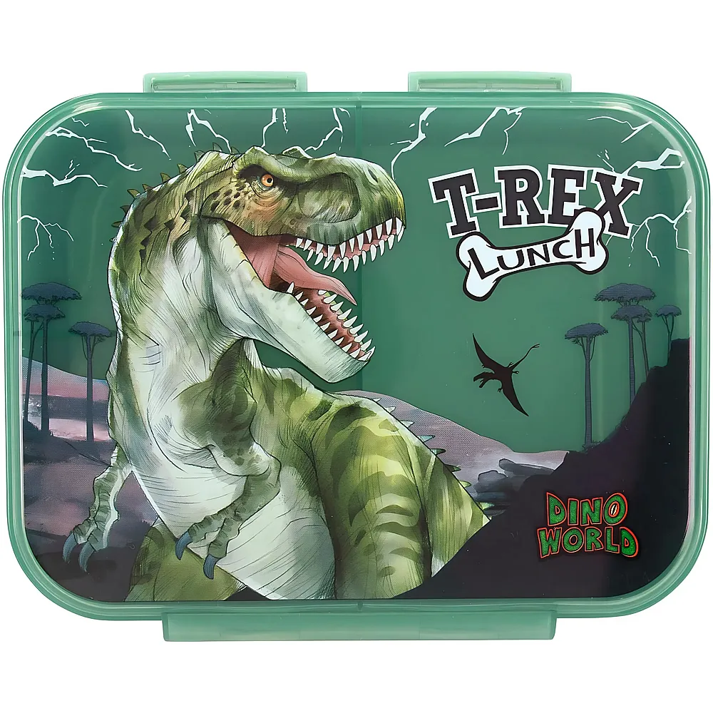 Depesche Dino World Brotdose T-Rex mit 3 F�chern und transparentem Deckel