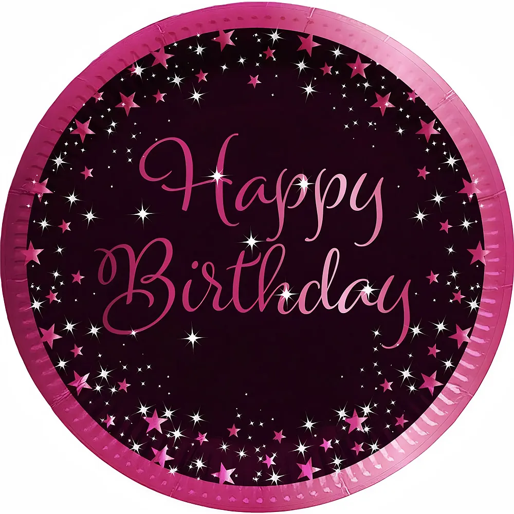 Riethm�ller 8 Teller Happy Birthday pink 23cm