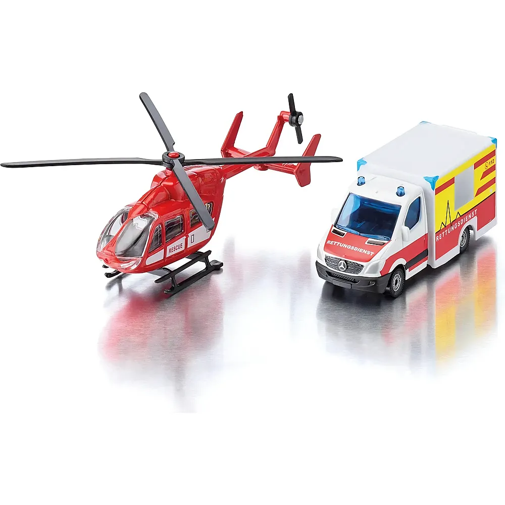 Siku Super Mercedes-Benz Rettungswagen & Helikopter