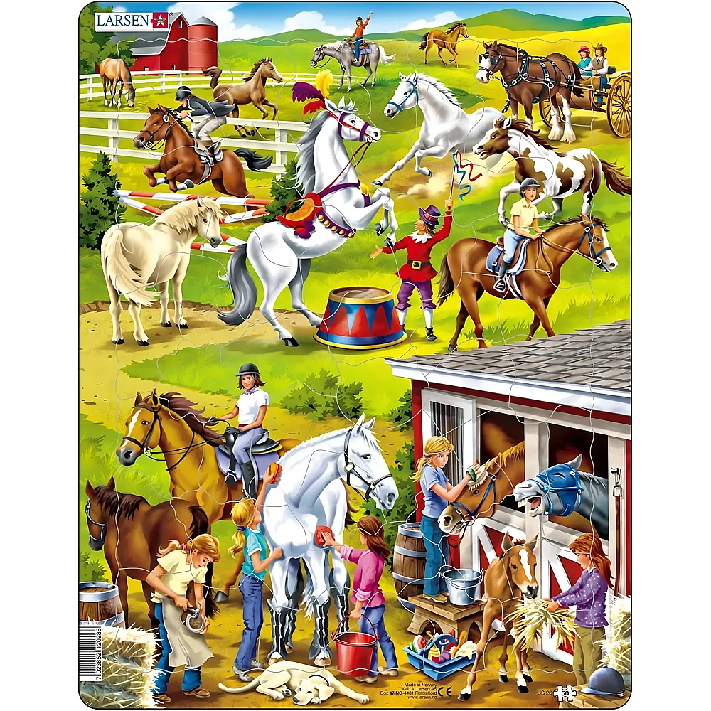 Larsen Puzzle Reitschule - 50 Teile - Rahmenpuzzle