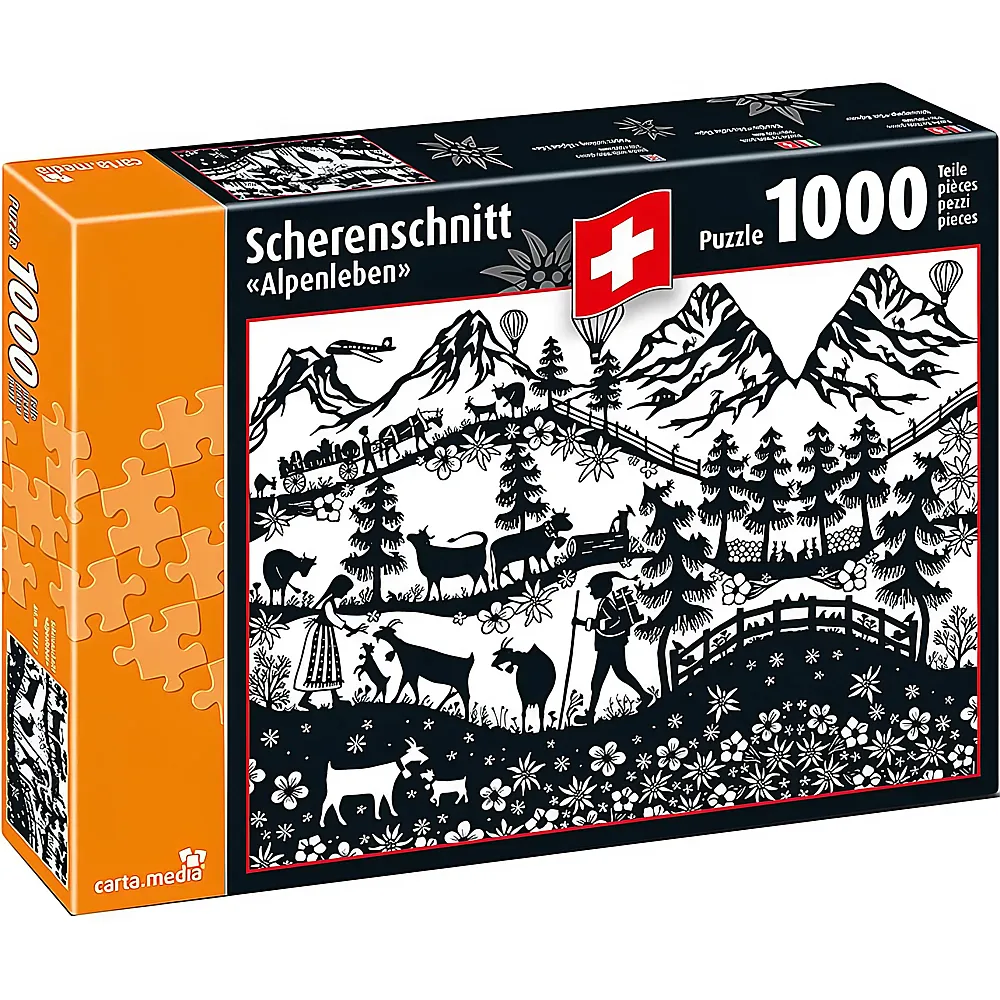 carta media Puzzle Scherenschnitt Alpenleben | Puzzle 1000 Teile