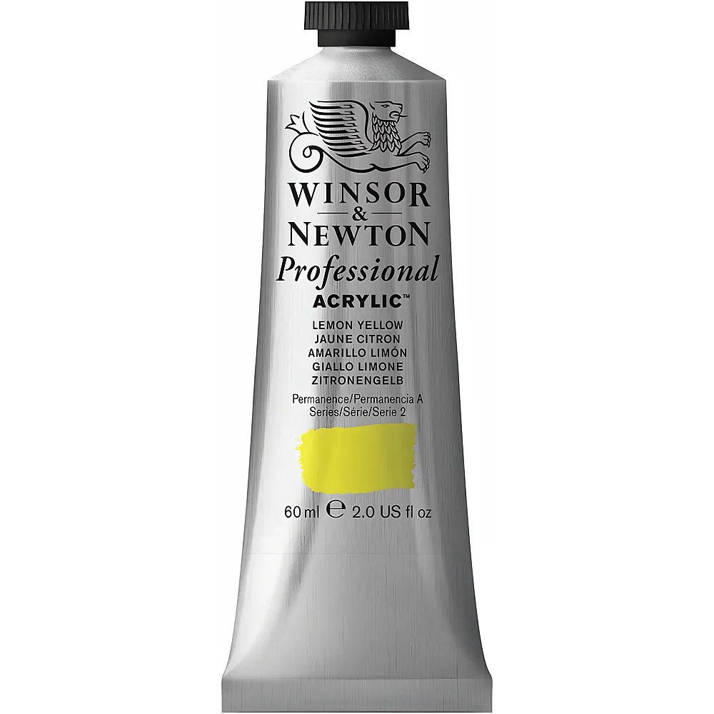 Winsor & Newton Professional Acrylic Acrylfarbe Zitronengelb - 60 ml | Farbe & Kreide